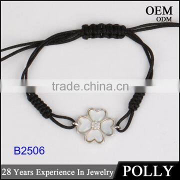 Lovely Cute 925 Sterling Silver Fabric Bracelet Shell Women Bracelet photo-4