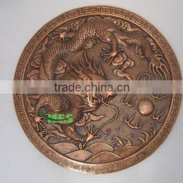 Bronze dragon round relief statue