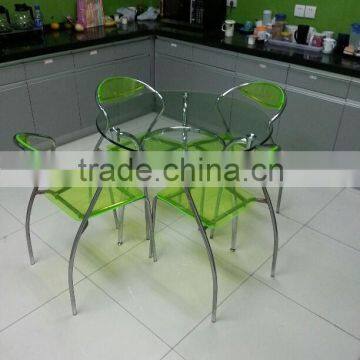 Acrylic coffee shop table and chair furniture set made in china