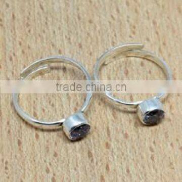 Trade Secret !! Purple CZ 925 Sterling Silver Round Shape Toe Ring, Sterling Silver Jewelry, Fashion Silver Jewelry