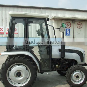 35HP tractor with front loader 4in1 bucket and backhoe,4cylinders,8F+2R shift,with Cabin,heater,fan,fork,blade