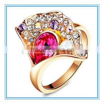 Latest gold big stone rhinestones ring