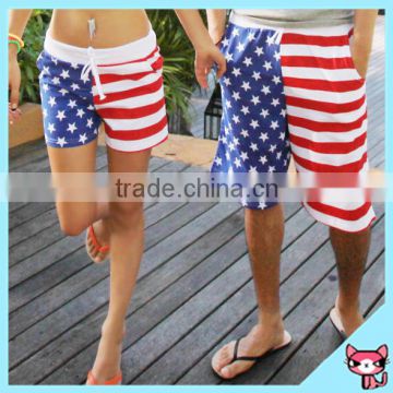 Flag Pattern Couple Beach Shorts