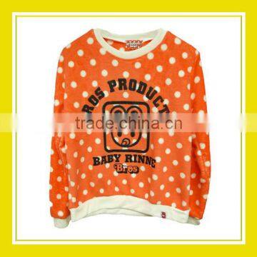 2016 Fashion Products Bros Baby Rinne Costume Women Printed Long Sleeve Orange White Dotted Fleece Sweater