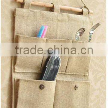 high quality jute pocket hanging bag