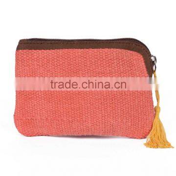 Natural Fibres Zipper Bags Purses cotton Money Pouches