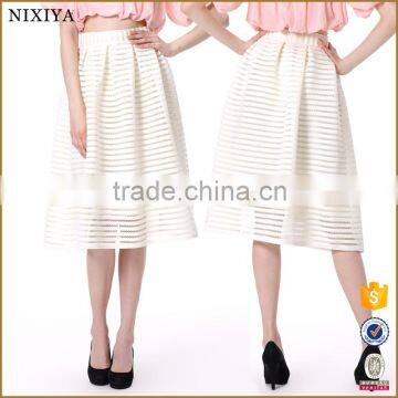 2016 wholesale women clothing elegant pleated white skirt