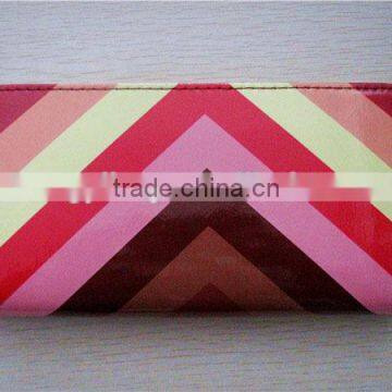 Hot Sale Cheap Posh Colorful Striped Shiny pu Purse With Decoration photo-4