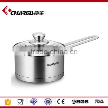 Stainless Steel milk pan With glass lid FDA SGS With Energy Saving Encapsulated Bottom