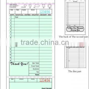 2 parts carbonless paper Guest check TM-G4900BK
