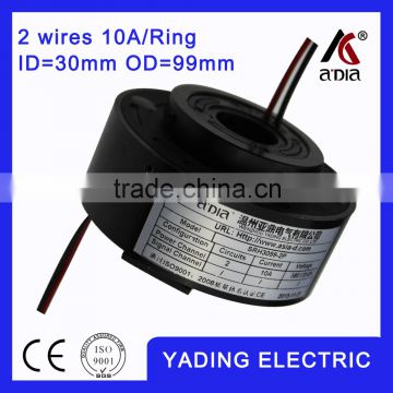 SRH 3099- 2p Through bore slip ring ID30mm. OD 99mm.2Wires, 10A x2wires 5Ax 36 wires