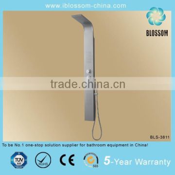 Wall-mounted thermostatic shower panel stainless steel support column