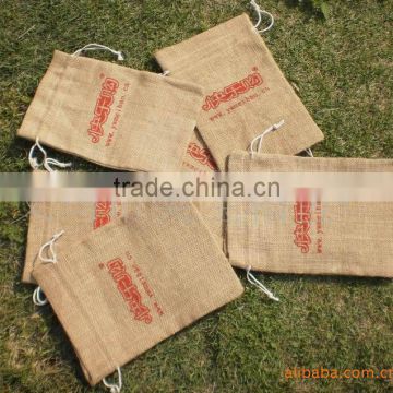 Logo printed wholesale jute burlap gift bag for jewelry