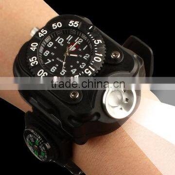 Wrist lamp, charging a watch, compass, outdoor sports night riding, 3 w light flashlight