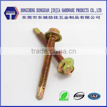 direct supplier color zinc plated hex self drilling screw with bond washer