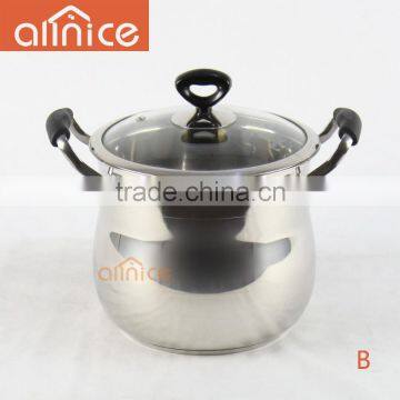 NEW Belly Shape 22cm Stainless Steel Hot Pot With Glass Lid and Bakelite Handle With Capacity 8 QT Stew Pot photo-2