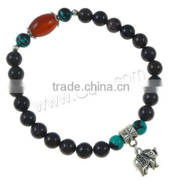 Turquoise & Red Agate & Zinc Alloy Black Agate Bracelets