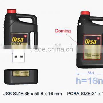 Hot sell oil drum USB 2GB4GB8GB16GB FCC/CE/ROHS Custom Solution PVC/SILICONE oil bottle usb flash drive