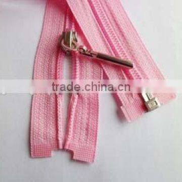 5# plastic nylon zipper fastener open end zipper with auto locking zipper slider coate zipper