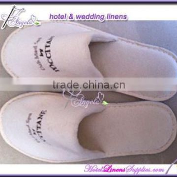 close-toe beige terry women slippers, beige terry ladies slippers used in hotels, spas