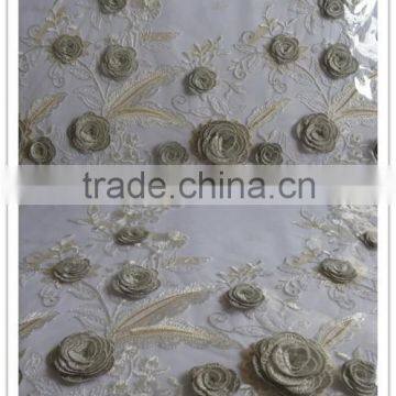 2016 hot selling silver 3D lace trims from dubai for dress and home textiles/textiles lace/cording lace trim/3D lace flower