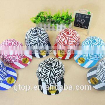 Baseball cap Street dance Punk Hip hop flat snapback visor hat striped