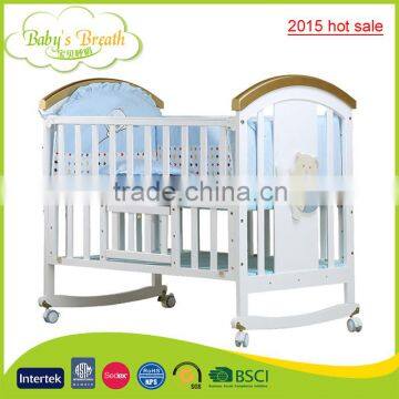 WBC-35A 2015 hot sale new wooden baby crib design comfortable swing baby crib