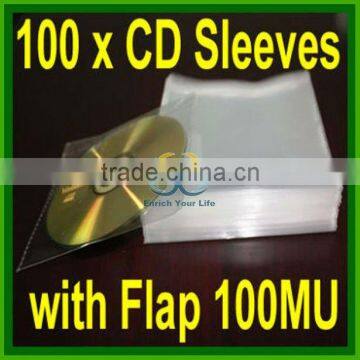 100 x CD DVD Sleeves with Flap Envelopes Cases OPP 100M