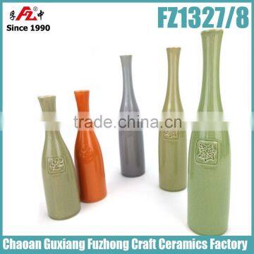 Quality colorful bottle shaped small tall ceramic vases