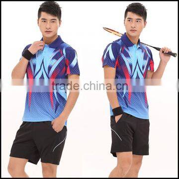 Comfortable men oem design printing badminton wear with collar