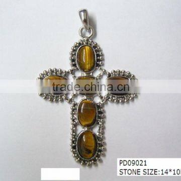 SGJGEMS PD09021 Fashion Cross Pendants Wholesale Costume Jewelry China Gemstone Bead