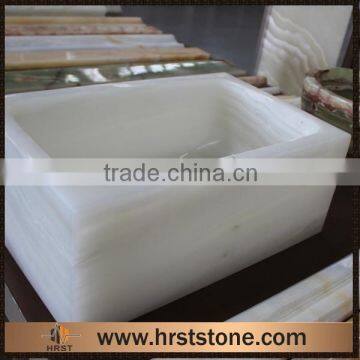 Onyx stone rectangle and round sink