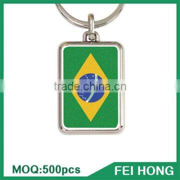 New design zinc alloy custom own printed flag oem your logo keychain