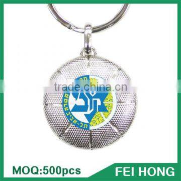 China Supplier metal two sided europe sports printed basketball keychain