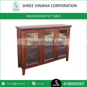 Wooden Buffet Table with Glass Doors Available at Best Selling Price