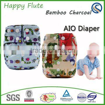 Washable Reusable PUL Waterproof AIO Printed Cloth Diaper Happyflute