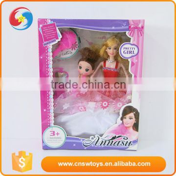 Custom design love gift mother and little girl plastic 11 inch fashion dolls