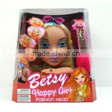 fashion doll half body big head brown hair beauty happy girl