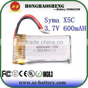 High rate battery 802540 3.7v 600mAh 25C for syma x5c battery rc quadcopter Helicopter li-ion battery 3.7v 650mah 852540