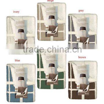 100% polyester knit solid micro fleece with sherpa throw