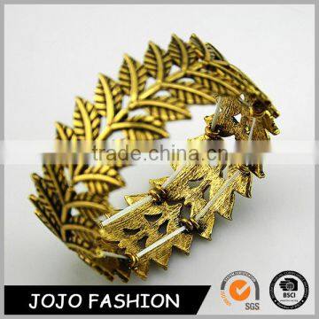 Fashion Design Widely Anti Brass Leaf Gold Bracelets Bangles