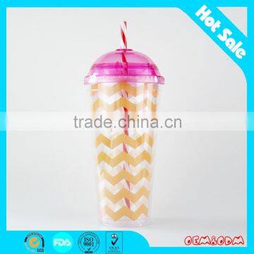 fashion customized cup with straw plastic straw mug starw cup with OEM design