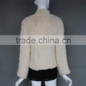 Women's Fashion Oversize Knitted Rabbit Fur Short Coat Ladies Winter Fur Coat