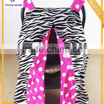 Baby Canopy Infant Zebra With Pink Polka Open Sun Protection Car Seat Cover