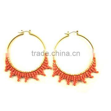 Hot sales beaded DIY acrylic round design hoop earring for gift new fashion jewelry