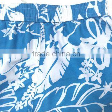 Blue And White Flower Printed 4 Way Stretch Wholesale For Sportswear Beach Shorts photo-4