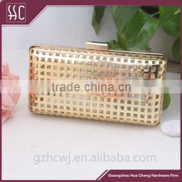 shiny gold metal frame, metal frame for lady clutch, Guangzhou metal frame for wallet