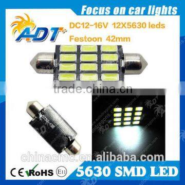 Fast Shipping 42mm 5630 auto led lamps 12V 12leds blue car led bulbs