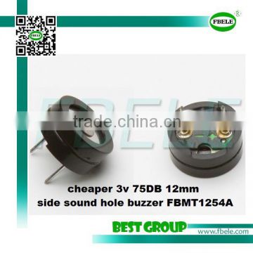 cheaper 3v 75DB 12mm side sound hole buzzer FBMT1254A