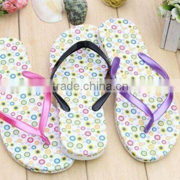 2015 Flat round dot comfortable slippers filp flops beach slippers wholesale